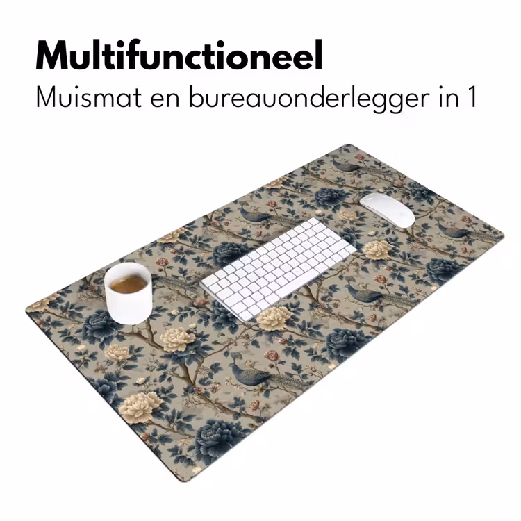 Pauw - Bloemen - Blauw Muismat XXL klein 681 -sfeer4