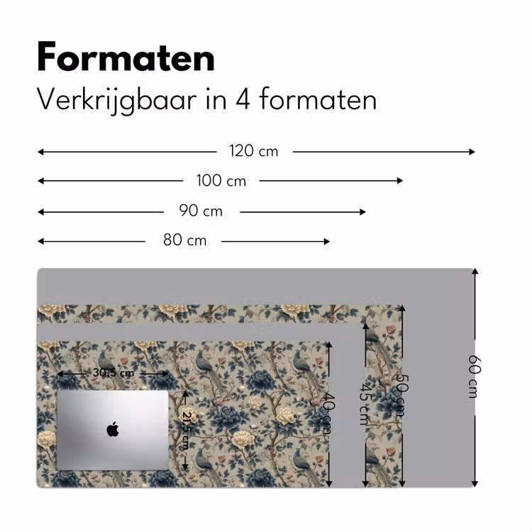 Pauw - Bloemen - Blauw Muismat XXL klein 681 -sfeer5