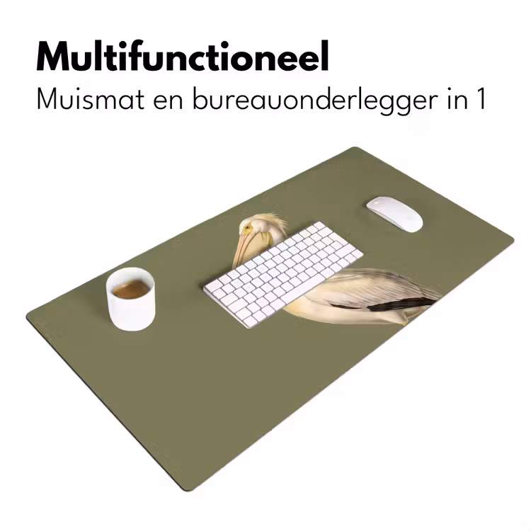 Pelikaan - Wit - Vogel - Klassiek - Natuur Muismat XXL klein -sfeer4