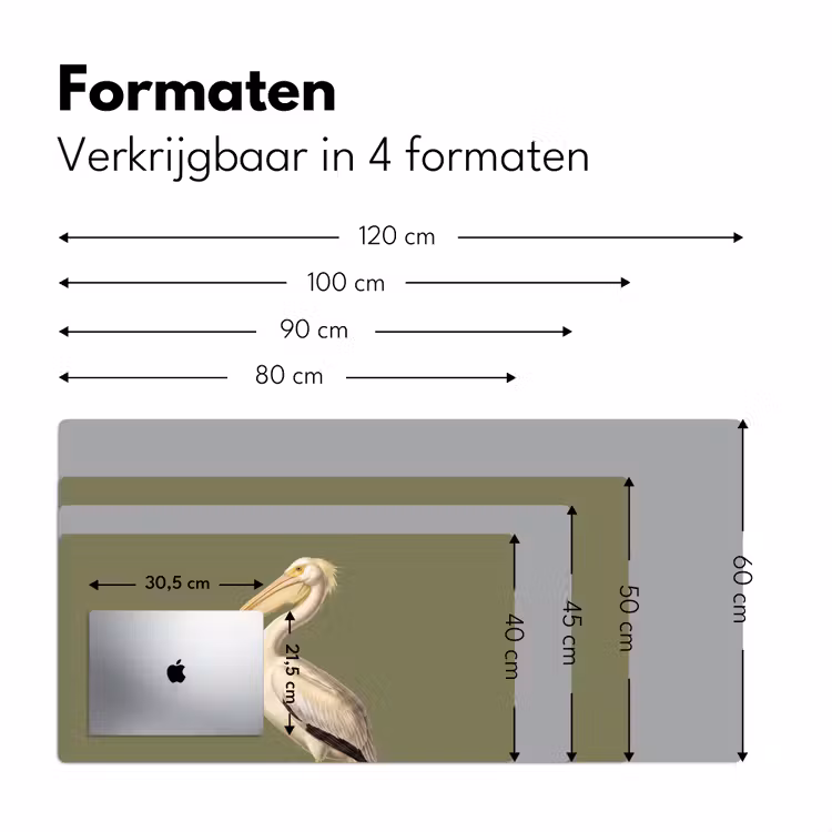 Pelikaan - Wit - Vogel - Klassiek - Natuur Muismat XXL klein -sfeer5