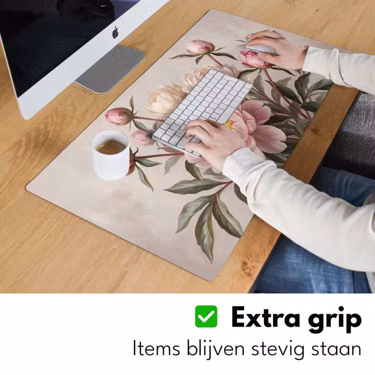 Pioenrozen - Boeket - Roze Muismat XXL klein -sfeer3