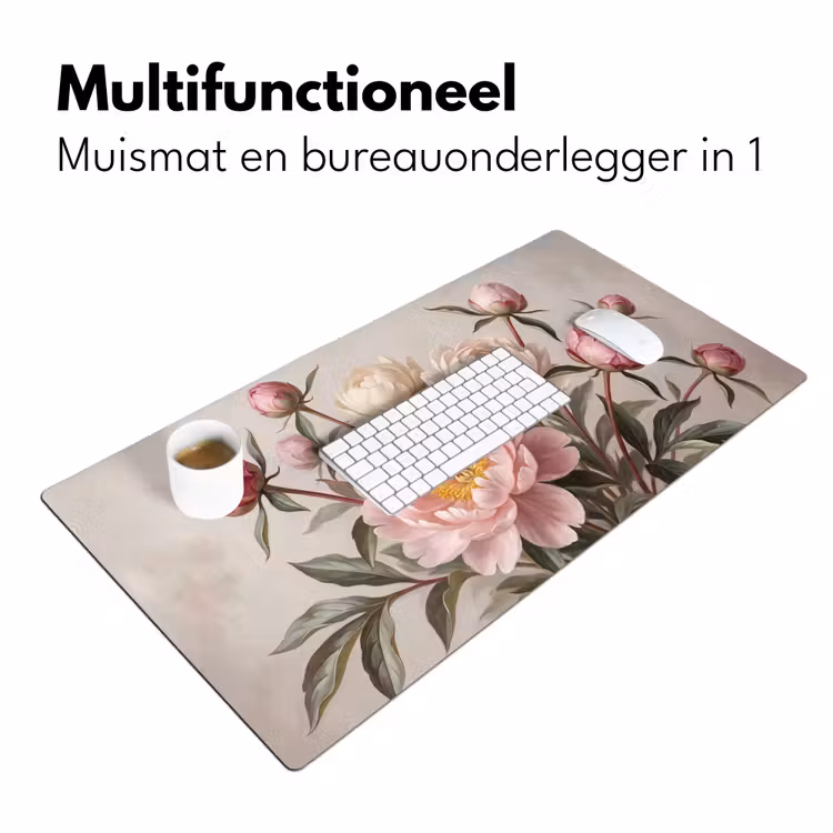 Pioenrozen - Boeket - Roze Muismat XXL klein -sfeer4