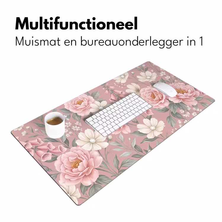 Pioenrozen - Vingerhoedskruid - Pink Muismat XXL klein -sfeer4
