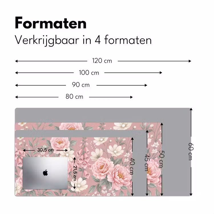 Pioenrozen - Vingerhoedskruid - Pink Muismat XXL klein -sfeer5