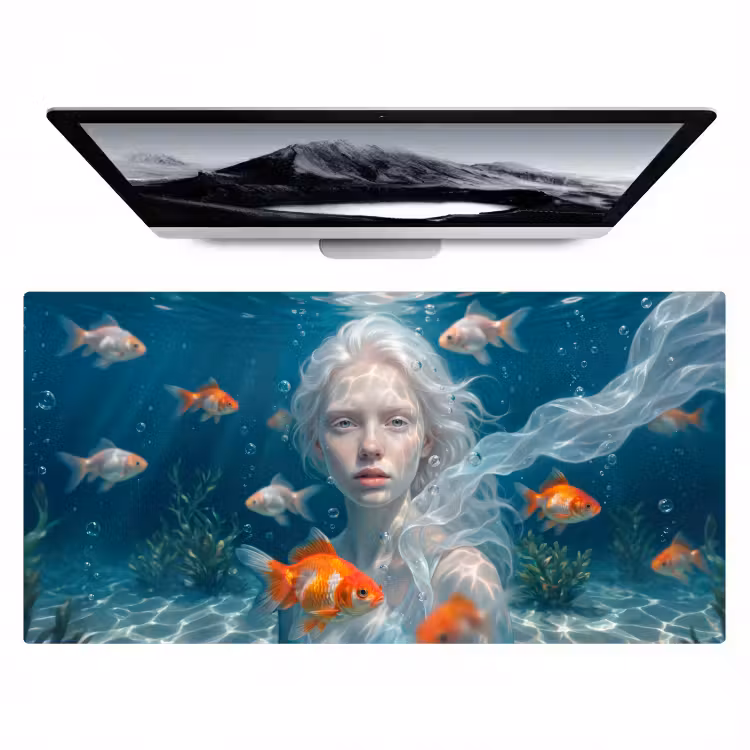 Mens - Onderwater - Vis - Modern - Blauw Muismat XXL klein -zzz3d