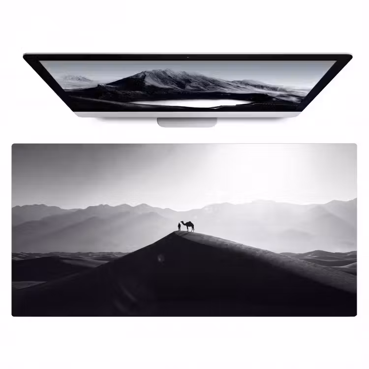 Mens - Kameel - Zandduin - Natuur - Monochroom Muismat XXL klein -zzz3d