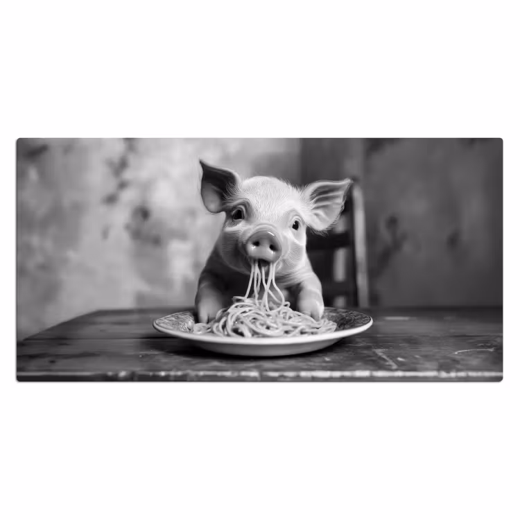 Varken - Schattig - Spaghetti - Zwart wit - Dier Muismat XXL klein -3d_leeg