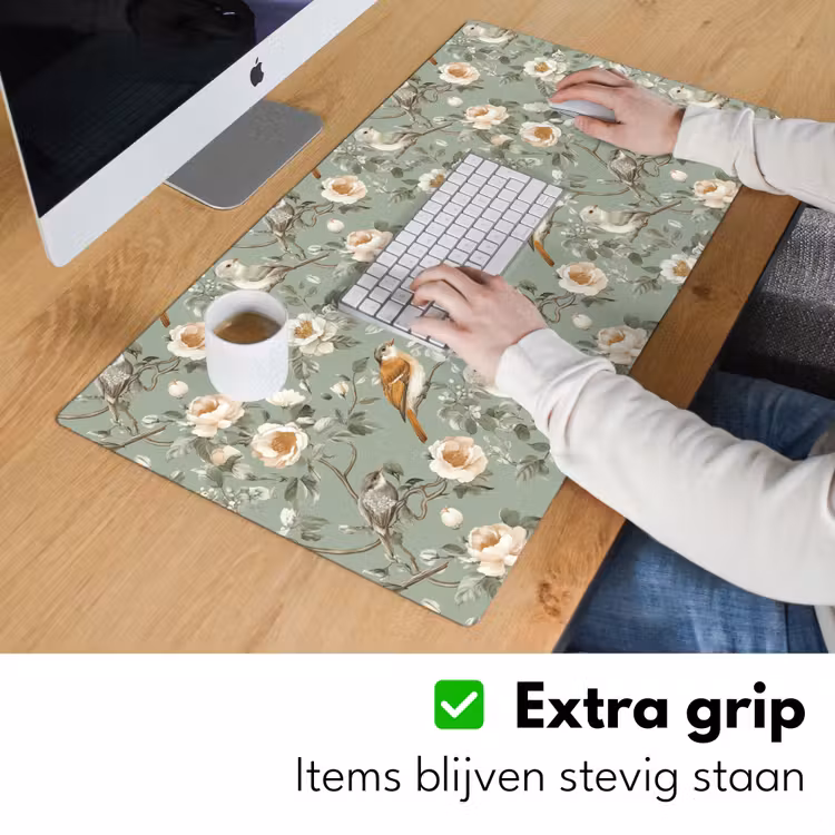 Roze - Vogels - Kleurrijk Muismat XXL klein 681 -sfeer3