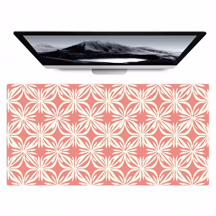 Roze - Bloemenmotief - Wit - Modern Muismat XXL klein 681 -zzz3d