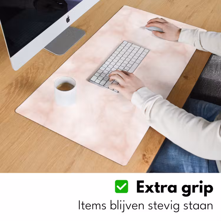 Roze - Marmer - Crème Muismat XXL klein 681 -sfeer3
