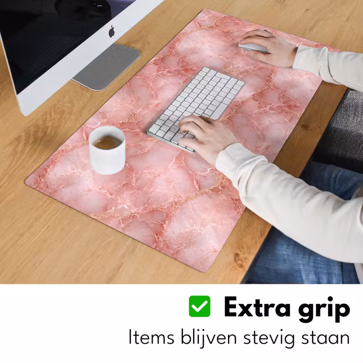Roze - Kwarts - Goud - Marmer Muismat XXL klein 681 -sfeer3