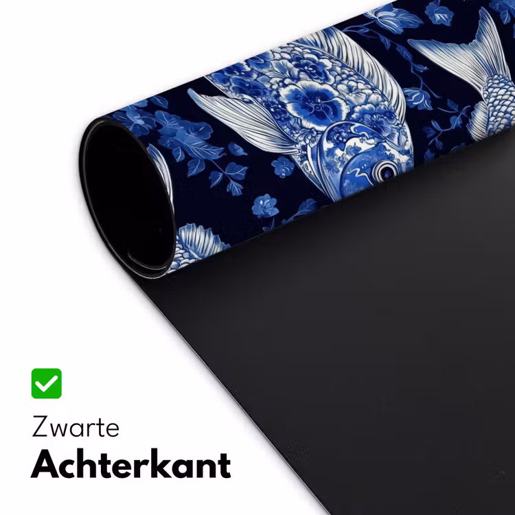 Vissen - Bloemen - Blauw Muismat XXL klein 681 -sfeer2