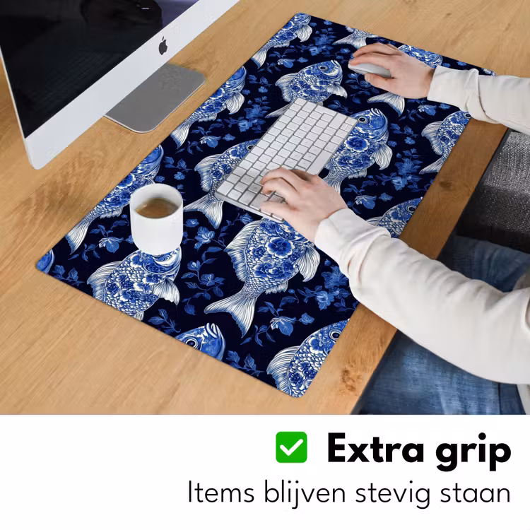 Vissen - Bloemen - Blauw Muismat XXL klein 681 -sfeer3