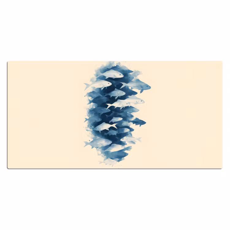 Vissen - Minimalistisch - Blauw Muismat XXL klein -3d_leeg