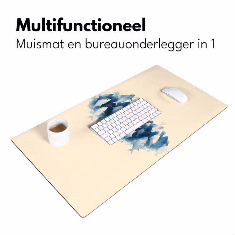 Vissen - Minimalistisch - Blauw Muismat XXL klein -sfeer4