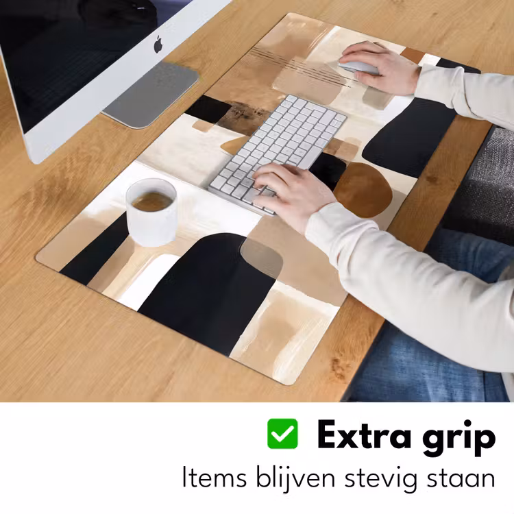 Vlakken - Abstract - Zwart - Strepen Muismat XXL klein -sfeer3
