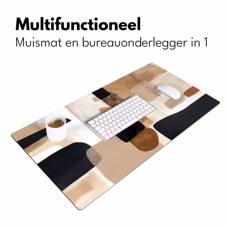 Vlakken - Abstract - Zwart - Strepen Muismat XXL klein -sfeer4