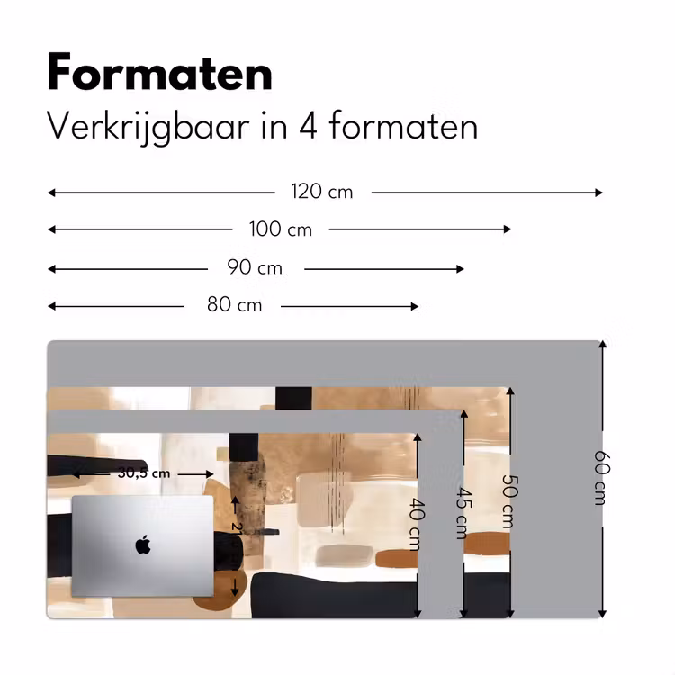 Vlakken - Abstract - Zwart - Strepen Muismat XXL klein -sfeer5