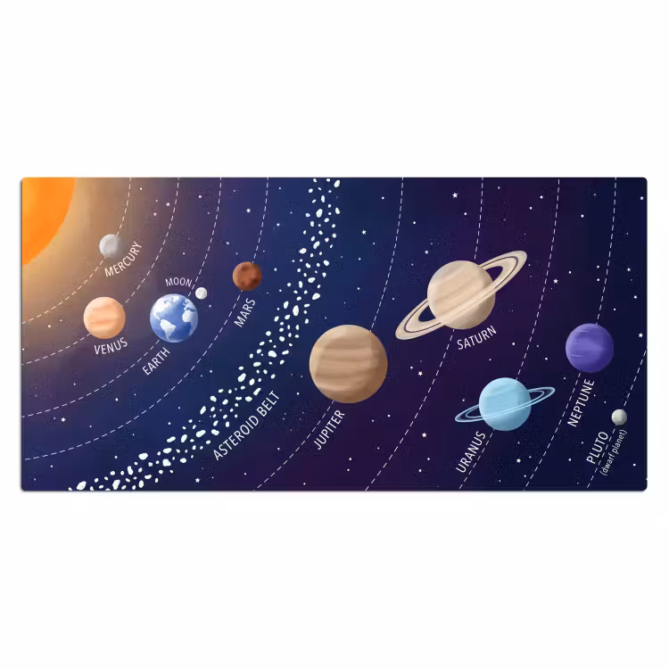Planetenstelsel - Ruimte - Illustratie Muismat XXL klein -3d_leeg