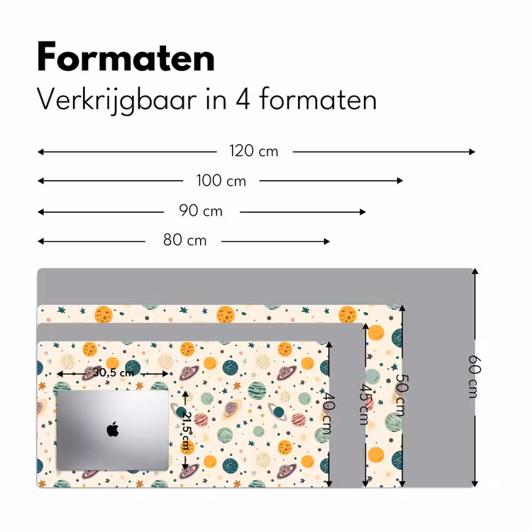 Planeten - Retro - Kleurrijk Muismat XXL klein 681 -sfeer5
