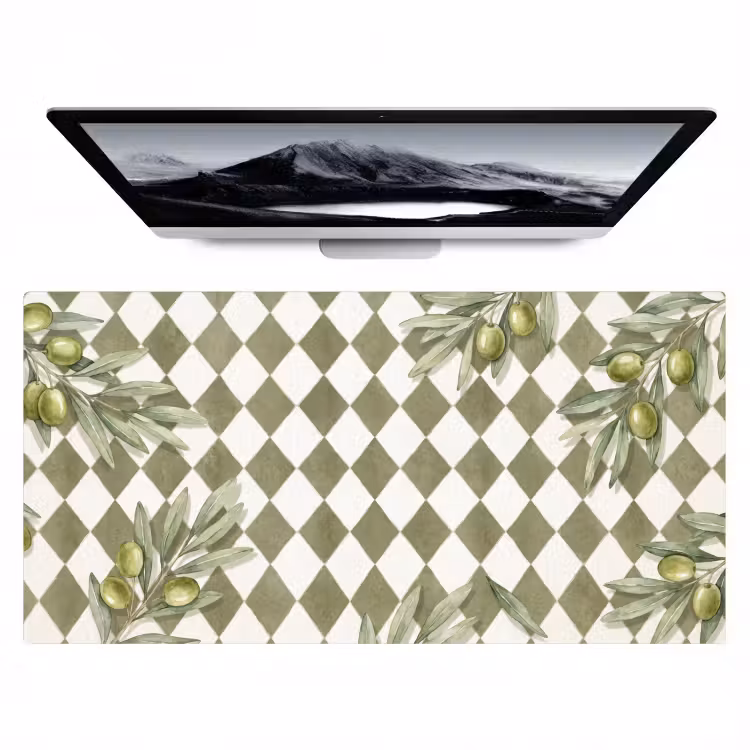 Plant - Olijftakken - Waterverf - Mediterraan - Groen Muismat XXL klein -zzz3d