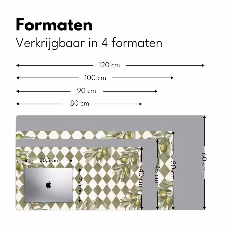 Plant - Olijftakken - Waterverf - Mediterraan - Groen Muismat XXL klein -sfeer5