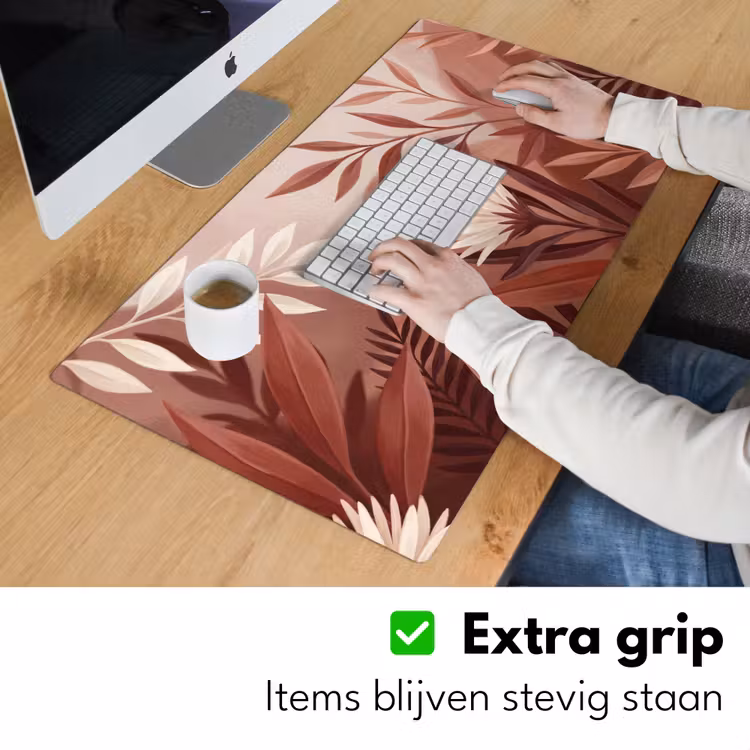 Planten - Bladeren - Botanisch - Modern - Bruin Muismat XXL klein -sfeer3