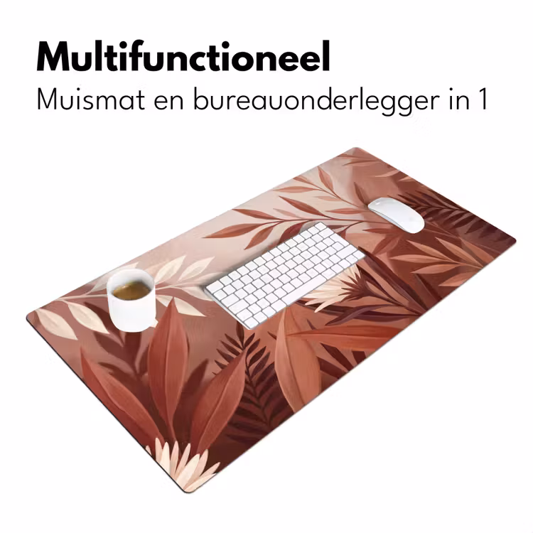 Planten - Bladeren - Botanisch - Modern - Bruin Muismat XXL klein -sfeer4