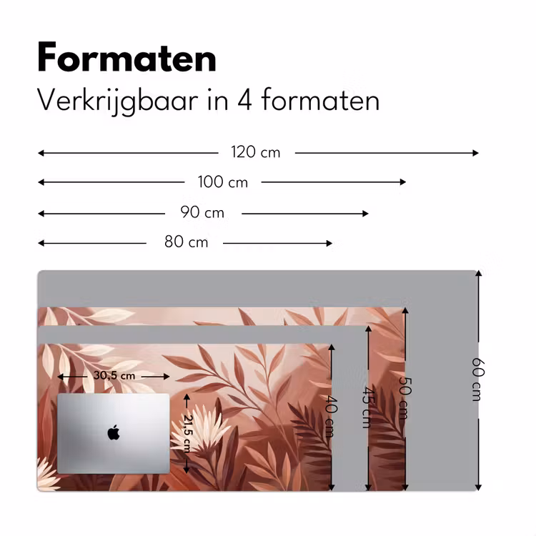 Planten - Bladeren - Botanisch - Modern - Bruin Muismat XXL klein -sfeer5