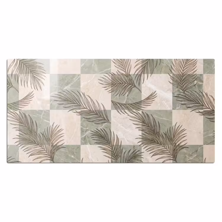 Planten - Bladeren - Marmer - Modern - Groen Muismat XXL klein -3d_leeg