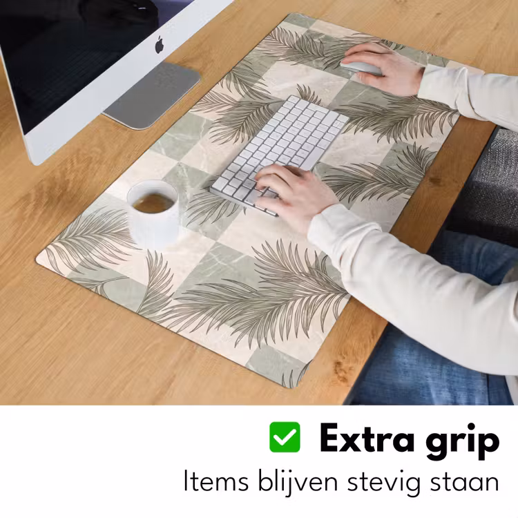 Planten - Bladeren - Marmer - Modern - Groen Muismat XXL klein -sfeer3