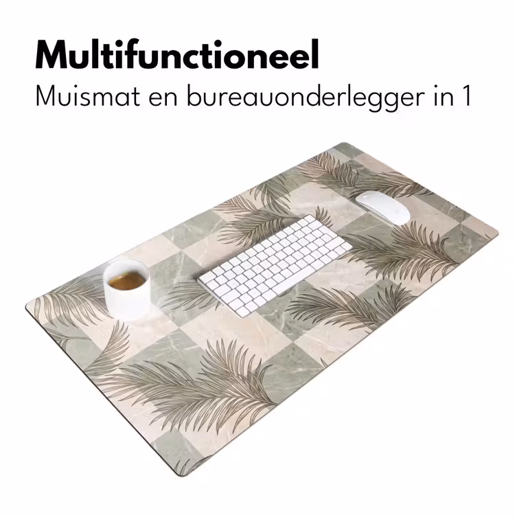Planten - Bladeren - Marmer - Modern - Groen Muismat XXL klein -sfeer4