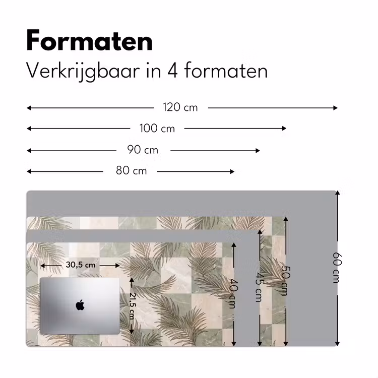 Planten - Bladeren - Marmer - Modern - Groen Muismat XXL klein -sfeer5