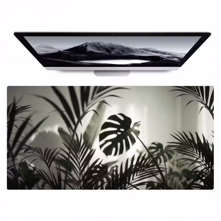 Planten - Bladeren - Natuur - Minimalistisch - Groen Muismat XXL klein -zzz3d