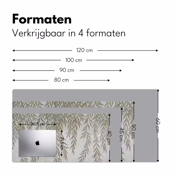 Planten - Mozaïek - Patroon - Groen - Blauw Muismat XXL klein -sfeer5