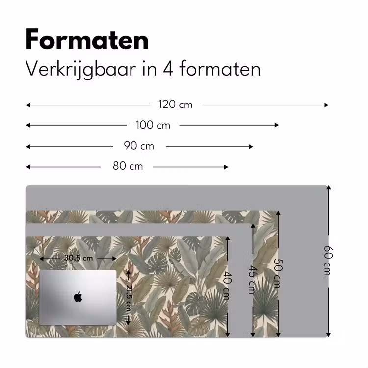 Planten - Tropisch - Natuur - Illustratie - Groen Muismat XXL klein -sfeer5
