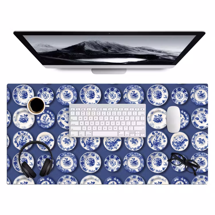 Borden - Floraal - Blauw Muismat XXL klein 681 -3d