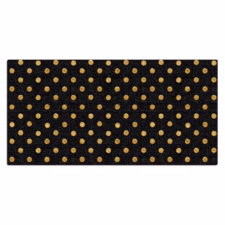Polka Dot - Stippen - Goud - Zwart Muismat XXL klein 681 -3d_leeg