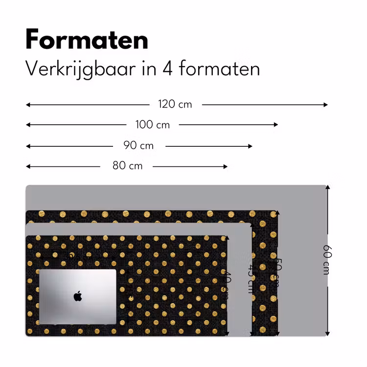 Polka Dot - Stippen - Goud - Zwart Muismat XXL klein 681 -sfeer5