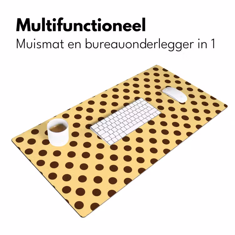 Polka Dot - Stippen - Retro - Geel - Bruin Muismat XXL klein 681 -sfeer4