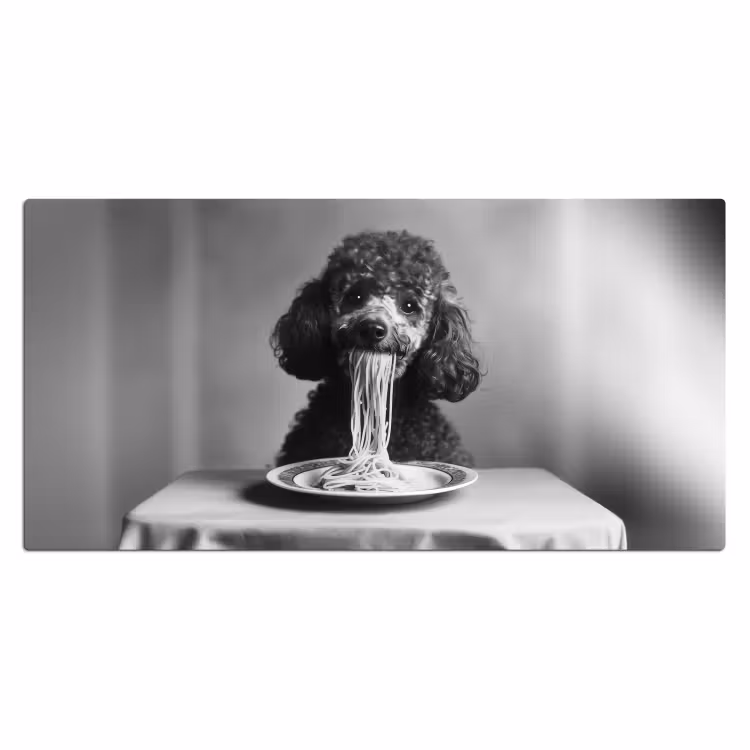 Poedel - Hond - Zwart - Wit - Schattig - Pasta Muismat XXL klein -3d_leeg