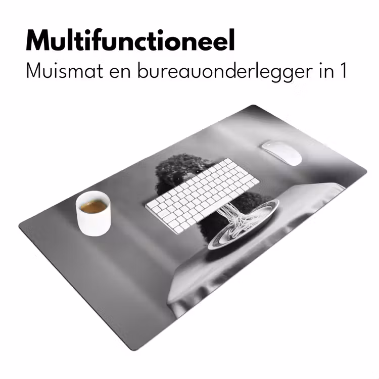 Poedel - Hond - Zwart - Wit - Schattig - Pasta Muismat XXL klein -sfeer4