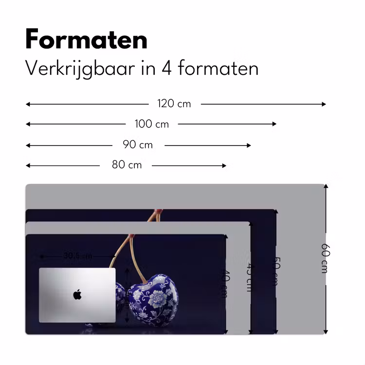 Porselein- Kersen - Delfts - Blauw Muismat XXL klein -sfeer5