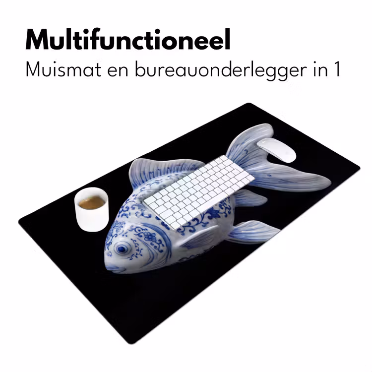 Porselein - Goudvis - Delfts - Blauw Muismat XXL klein -sfeer4
