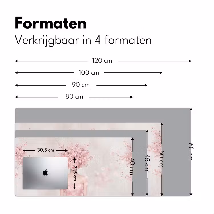 Portret - Kersenbloesem - Roze Muismat XXL klein -sfeer5
