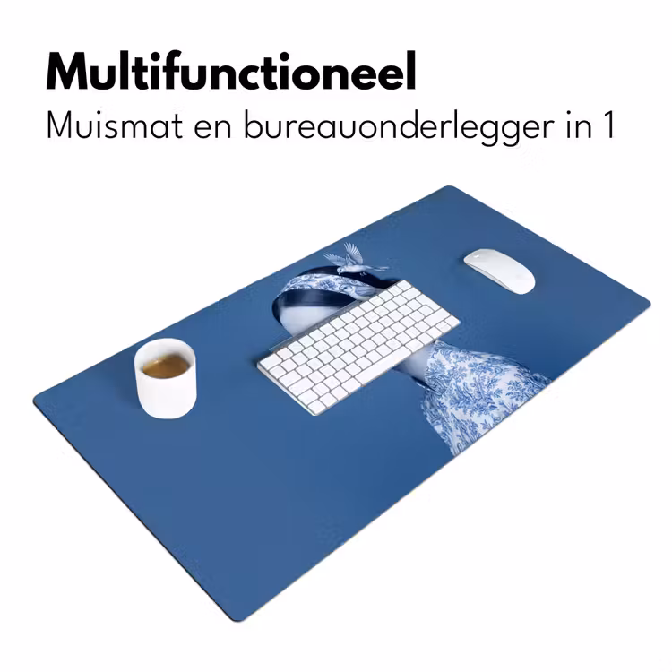 Portret - Klassiek - Wit - Blauw Muismat XXL klein -sfeer4