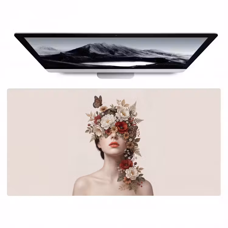 Portret - Bloemen - Cremé Muismat XXL klein -zzz3d