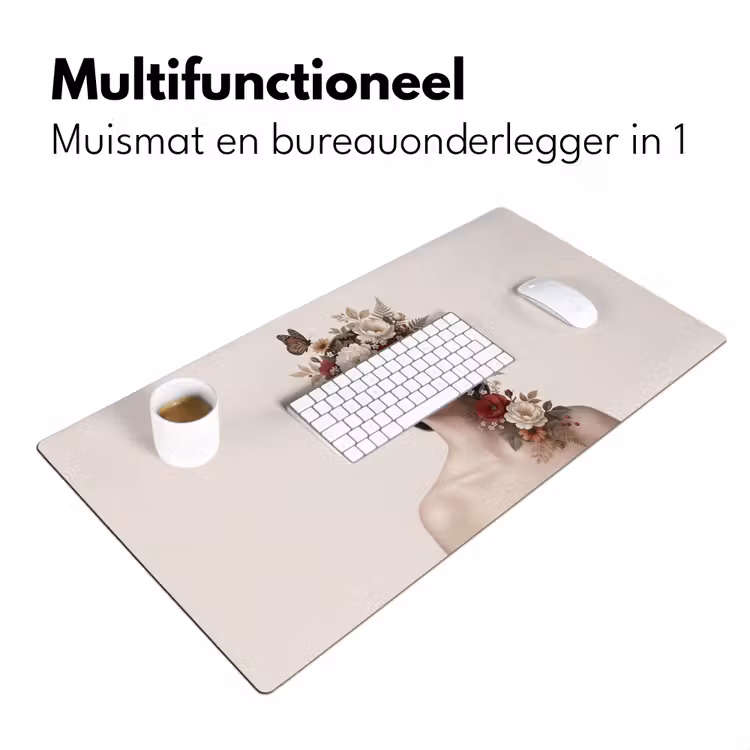 Portret - Bloemen - Cremé Muismat XXL klein -sfeer4