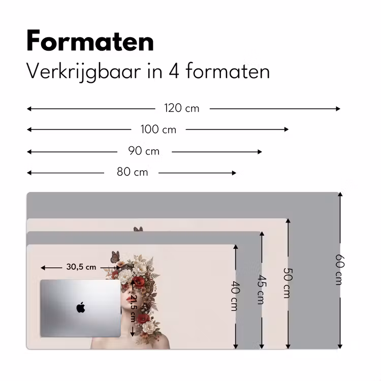 Portret - Bloemen - Cremé Muismat XXL klein -sfeer5