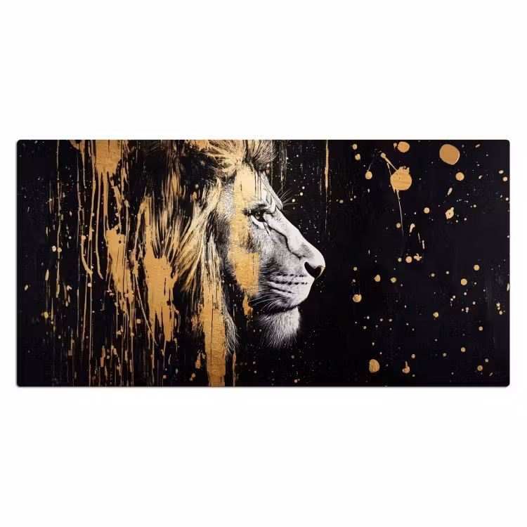 Portret - Leeuw - Abstract - Goud Muismat XXL klein -3d_leeg